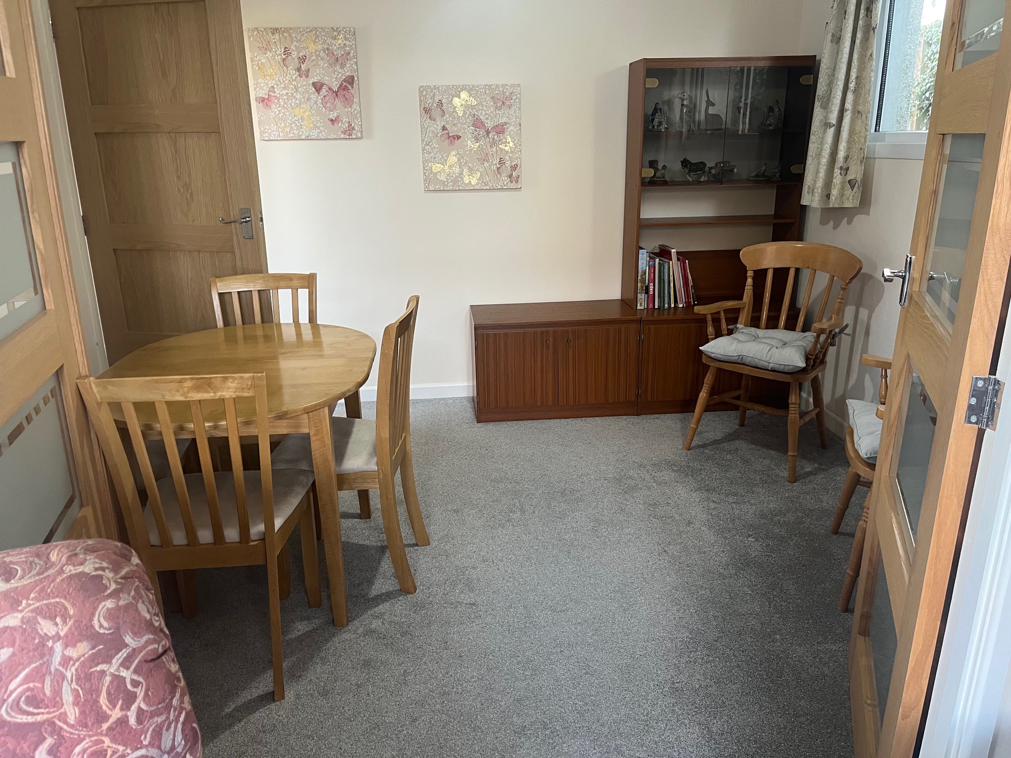 The dining room from the lounge - can be clsoed off with the double doors.